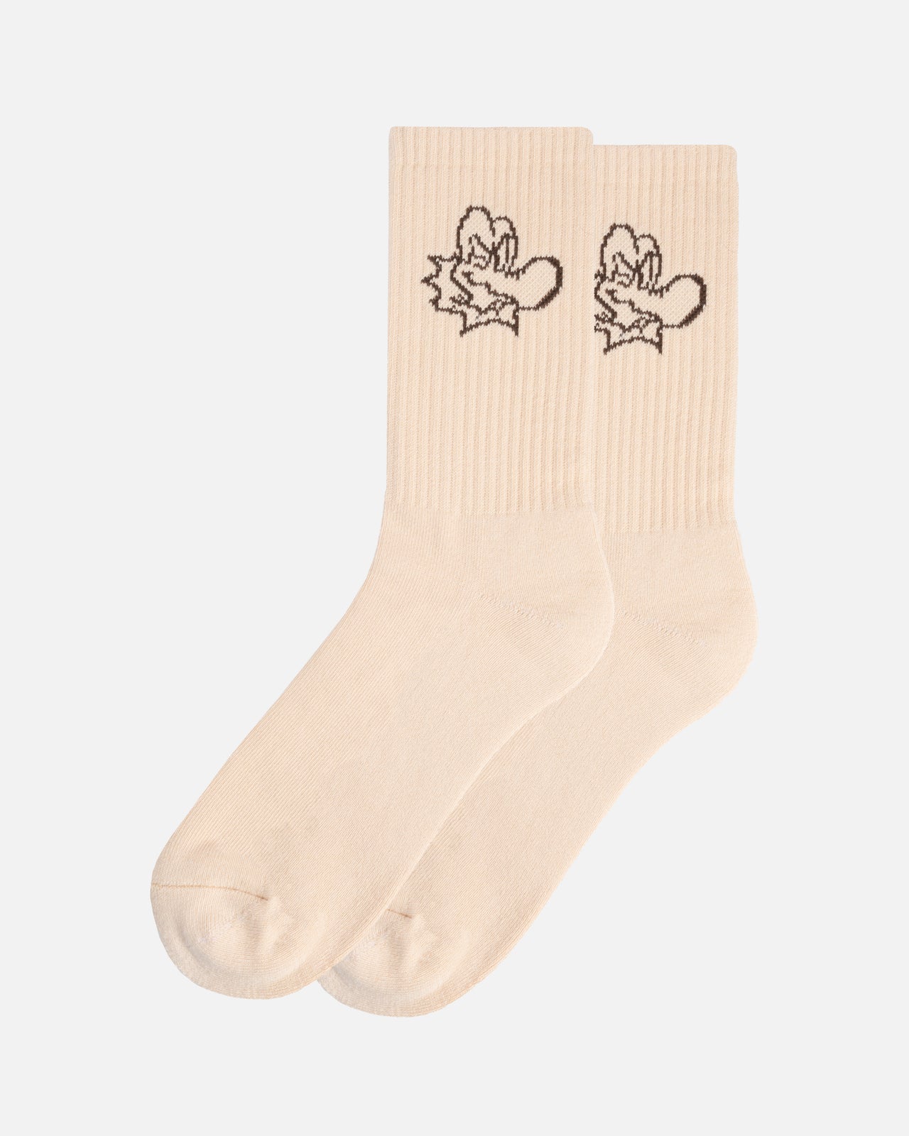 454 D LOGO SOCKS (CREAM/BROWN)